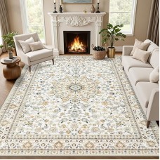 5x7 Area Rugs Living Room Rug: Washable Vintage Boho Rug No Slip Stain Resistant Soft Carpet